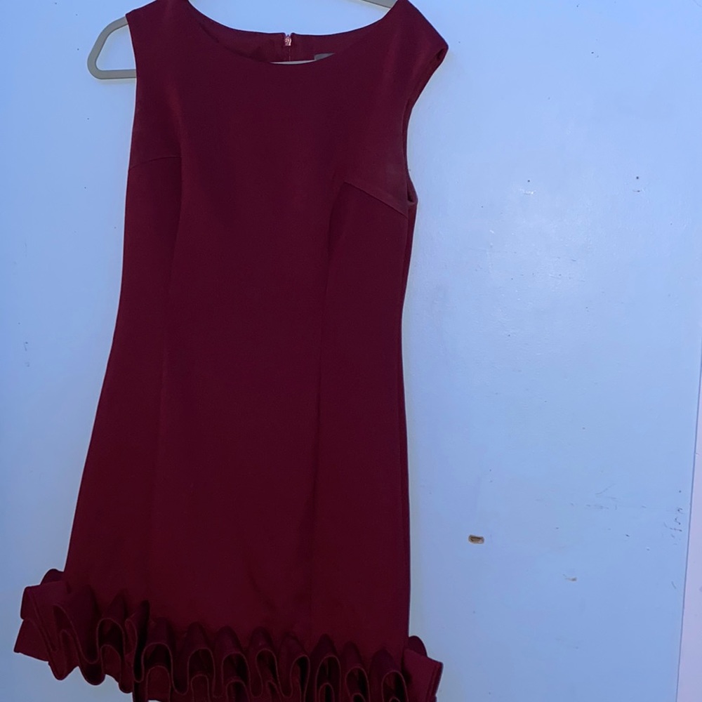 Burgundy ruffle dress